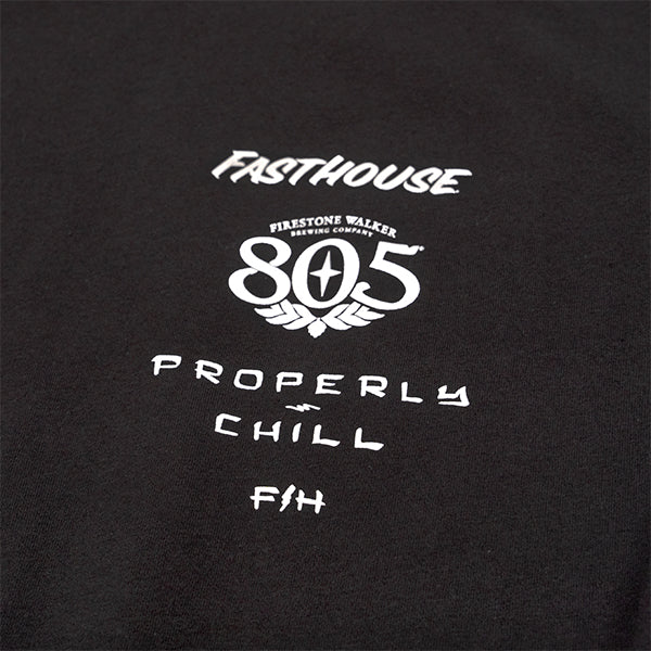 Studio photo on a white background of Fasthouse 805 Sunset Tee; showing tee fit, printed graphics, and crew neckline; SKU 32180500; Colors: Black