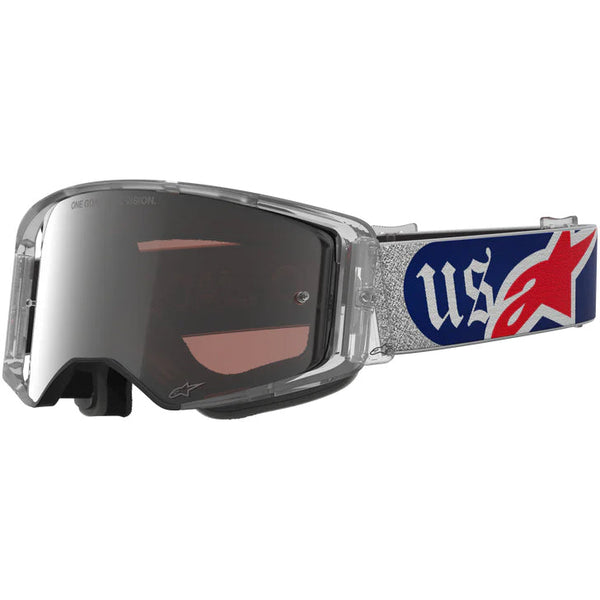 5105226-3720 Alpinestars Supertech Vision Merica Goggles front view with warm-tint Absolute Vision lens