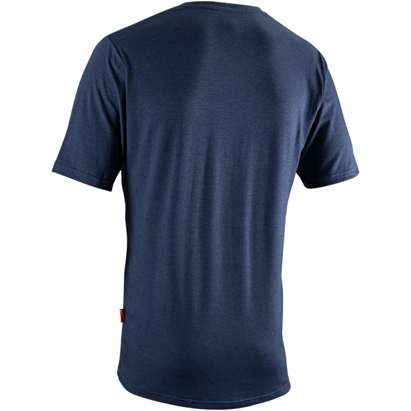 Studio photo on a white background of Leatt Tech T-Shirt; showing tee fit, printed graphics, and crew neckline; SKU 50260816; Sizes: S-3XL - alternate view