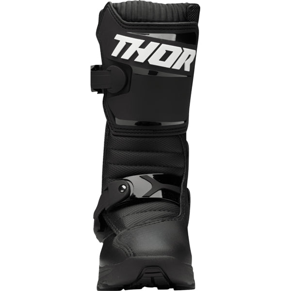 product image of Thor Blitz XR Mini Boot in Black showing youth motocross boot design and protective coverage, SKU 34110789 | Available at BTO Sports