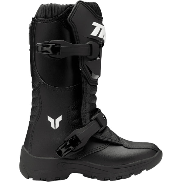 Side product image of Thor Blitz XR Mini Boot in Black showing youth motocross boot design and protective coverage, SKU 34110789 | Available at BTO Sports