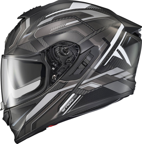 Scorpion EXO - EXO-ST 1400 Evo Carbon Hex Helmet, motorcycle helmet, detail view, color options: 2XL, LG, MD, SM, XL, sizes: Gloss Blue, Gloss Red, Matte Blue, Matte Grey