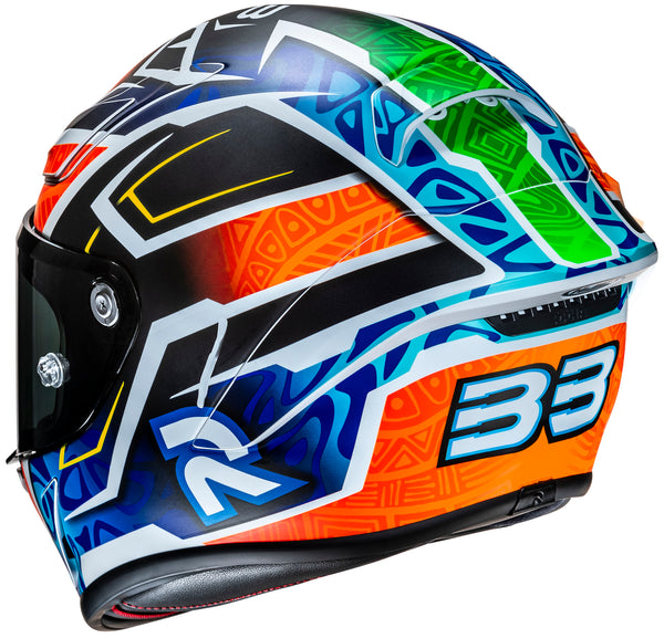 rear view of HJC SKU 809262705, sizes XS, SM, MD, LG, XL for motorcycle helmet, street bike, full-face helmet, and powersports use.