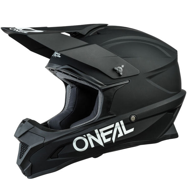 Studio photo showcasing O'Neal, 1 Series Solid Helmet, SKU 0632-113, color options Black/Pink, Black, Blue, Red, sizes XS–2X