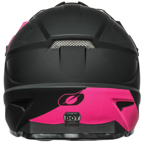 Catalog studio image of O'Neal, 1 Series Solid Helmet, SKU 0632-112, color options Black/Pink, Black, Blue, Red, sizes XS–2X