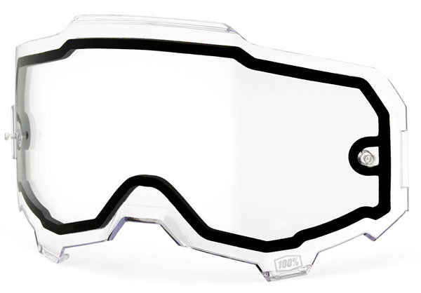 Studio photo showcasing 100%, Armega Goggle Lens, Tear-Off Accessories, Goggle Tear-Offs, SKU 5804600000, color options Blue Lens, Yellow Lens, Smoke Lens, Clear Lens, Dark Smoke Lens, Persimmon Lens, Red Mirror Lens, Silver Mirror Lens and more
