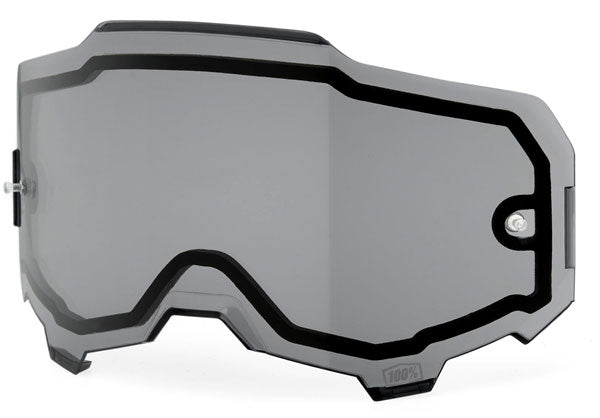 Studio photo of 100%, Armega Goggle Lens, Tear-Off Accessories, Goggle Tear-Offs, SKU 5804600500, color options Blue Lens, Yellow Lens, Smoke Lens, Clear Lens, Dark Smoke Lens, Persimmon Lens, Red Mirror Lens, Silver Mirror Lens and more