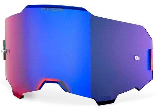 Studio photo showcasing 100%, Armega Goggle Lens, Tear-Off Accessories, Goggle Tear-Offs, SKU 5804710100, color options Blue Lens, Yellow Lens, Smoke Lens, Clear Lens, Dark Smoke Lens, Persimmon Lens, Red Mirror Lens, Silver Mirror Lens and more