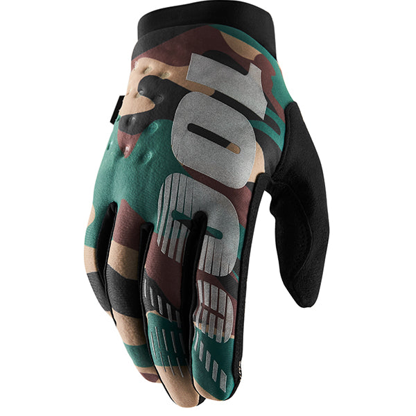 Catalog studio image of 100%, Brisker Glove, Offroad Gloves, SKU 33307188, color options Black, Fluorescent Orange/ Black, Cold Weather Heather Grey, Fluorescent Yellow, Camo/Black, Turquoise, Red, Neon Pink, sizes 2XL, MD, LG, XL, SM
