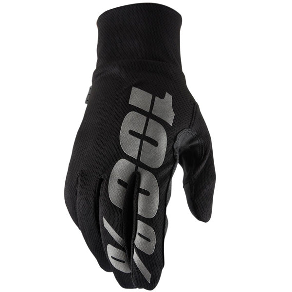 Clean studio photo on a white background of 100%, Hydromatic Waterproof Glove, Offroad Gloves, SKU 33305072, color options Black, Neon Yellow, sizes 2XL, M, XL, L, S