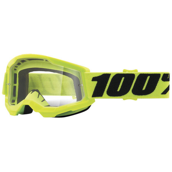 Product photo of 100%, Strata 2 Goggle (Clear Lens) (Youth), Goggles, SKU 610-5248, color options Black, Neon Yellow, Neon Orange, Pink, White, Red, Blue, Yellow and more