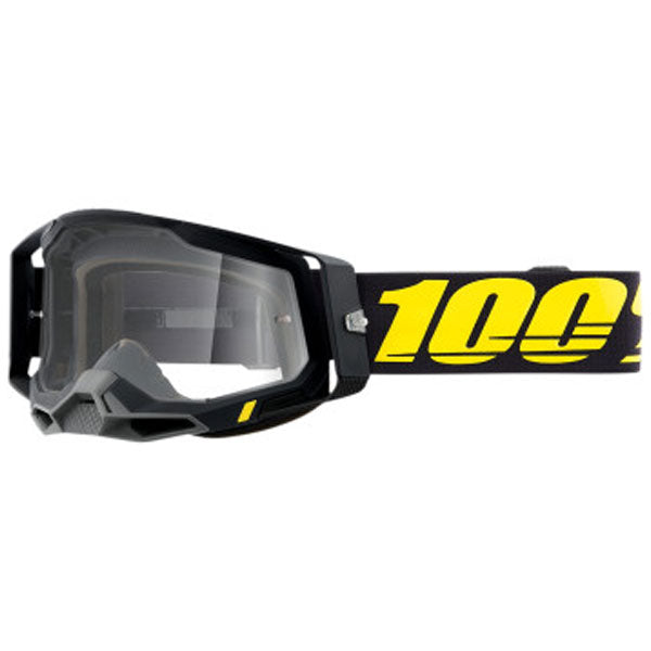 Studio product photo on a neutral background of 100%, Racecraft 2.0 Goggle (Clear Lens), Goggles, SKU 26013033, color options Concordia, Battleship, Snowbird, Topo, Kalkuta, Neon Yellow, Fluo Yellow, Panam and more