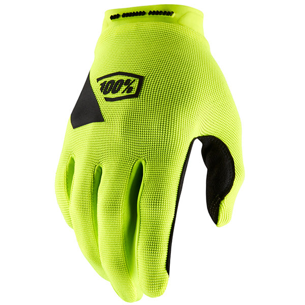 Studio product photo on a neutral background of 100%, Ridecamp Glove, Offroad Gloves, SKU 33305745, color options Black, Fatigue, Fluo Yellow, Navy, Red, sizes MD, SM, LG, XL, 2XL