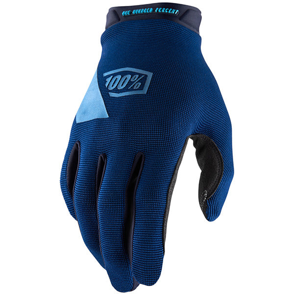 Detailed studio photograph of 100%, Ridecamp Glove, Offroad Gloves, SKU 33305746, color options Black, Fatigue, Fluo Yellow, Navy, Red, sizes MD, SM, LG, XL, 2XL
