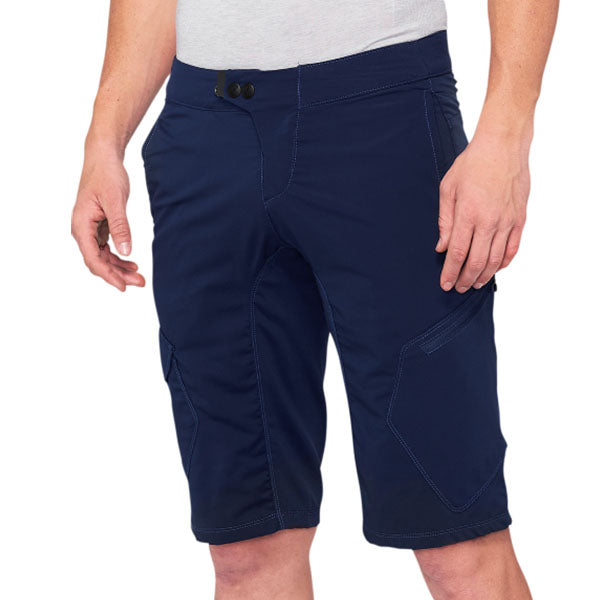 Product photo of 100%, Ridecamp Short (MTB), Shorts, SKU 50010016, color options Black, Charcoal, Navy, sizes 28–38, Designed for Mountain Bike, BMX and E-Bike riders
