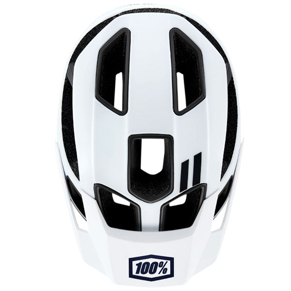 High-resolution studio image of 100%, Altec with Fidlock Helmet (MTB), SKU 01510106, color options White, Black, Gray, Red, Light Gray, Navy, Orange, sizes XS/S, S/M, L/XL, Designed for Mountain Bike, BMX and E-Bike riders