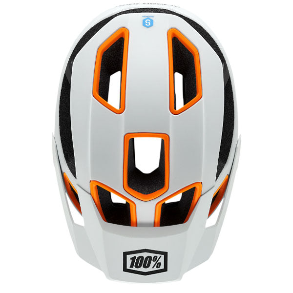 Studio product photo on a neutral background of 100%, Altec with Fidlock Helmet (MTB), SKU 01510114, color options White, Black, Gray, Red, Light Gray, Navy, Orange, sizes XS/S, S/M, L/XL, Designed for Mountain Bike, BMX and E-Bike riders