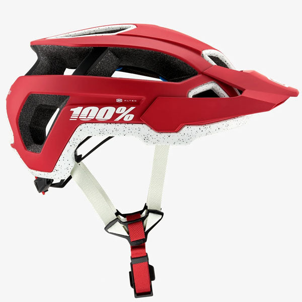 High-resolution studio image of 100%, Altec with Fidlock Helmet (MTB), SKU 01510113, color options White, Black, Gray, Red, Light Gray, Navy, Orange, sizes XS/S, S/M, L/XL, Designed for Mountain Bike, BMX and E-Bike riders
