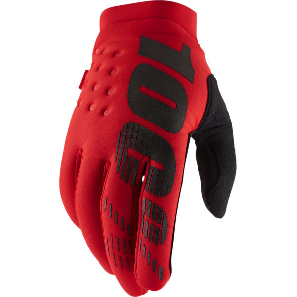 Studio photo showcasing 100%, Brisker Glove, Offroad Gloves, SKU 33307190, color options Black, Fluorescent Orange/ Black, Cold Weather Heather Grey, Fluorescent Yellow, Camo/Black, Turquoise, Red, Neon Pink, sizes 2XL, MD, LG, XL, SM