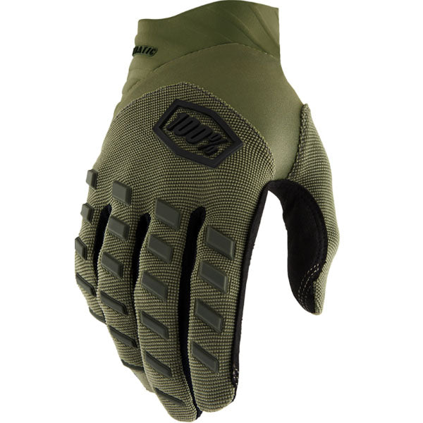 Product photo of 100%, Airmatic Gloves, Offroad Gloves, SKU 33307137, color options Red/Black, Black/Charcoal, Blue, White, Navy/White, Fluo Yellow, Fluo Orange, Army Green and more, sizes XL, 2XL, SM, MD, LG