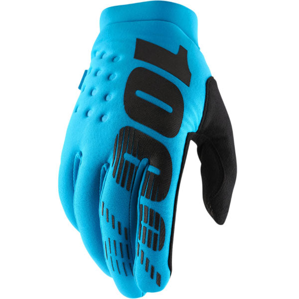 Studio photo of 100%, Brisker Glove, Offroad Gloves, SKU 33307189, color options Black, Fluorescent Orange/ Black, Cold Weather Heather Grey, Fluorescent Yellow, Camo/Black, Turquoise, Red, Neon Pink, sizes 2XL, MD, LG, XL, SM