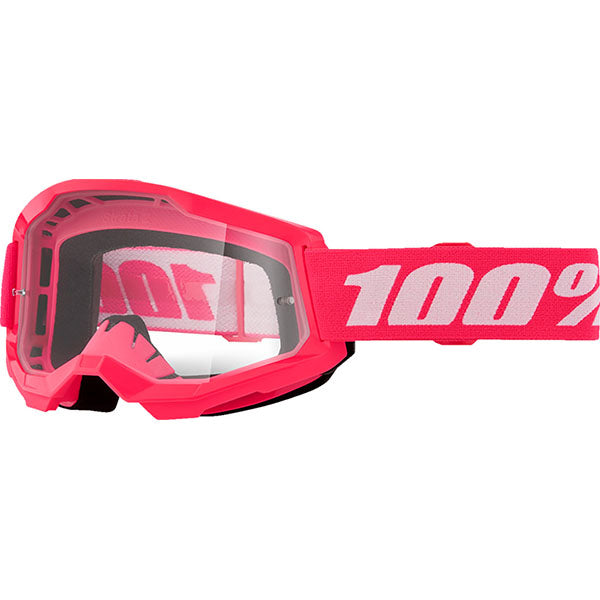 Studio product photo on a neutral background of 100%, Strata 2 Goggle (Clear Lens) (Youth), Goggles, SKU 5651100150, color options Black, Neon Yellow, Neon Orange, Pink, White, Red, Blue, Yellow and more