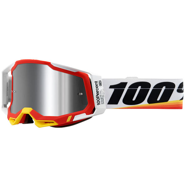 Product photo of 100%, Racecraft 2.0 Goggle (Mirror Lens), Goggles, SKU 5632205800, color options Arbis, Mirror Silver Lens, Mayfair, Mirror Silver Lens, Maho, Silver Flash Lens, Concordia, Mirror Blue Lens, Airblast, Mirror Silver Lens, Blue, Mirror Blue Lens, Fremont, Mirror Blue Lens, Red, Mirror Red Lens and more