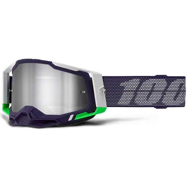 Catalog studio image of 100%, Racecraft 2.0 Goggle (Mirror Lens), Goggles, SKU 26013604, color options Arbis, Mirror Silver Lens, Mayfair, Mirror Silver Lens, Maho, Silver Flash Lens, Concordia, Mirror Blue Lens, Airblast, Mirror Silver Lens, Blue, Mirror Blue Lens, Fremont, Mirror Blue Lens, Red, Mirror Red Lens and more