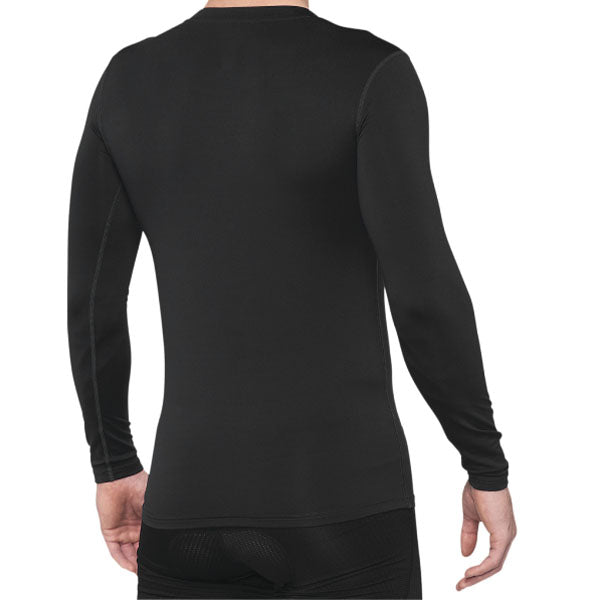 Studio image on a white background of 100%, Long Sleeve Basecamp Base Layer (MTB), Base Layer Shirt, SKU 51200211, color Black, sizes SM, MD, LG, XL