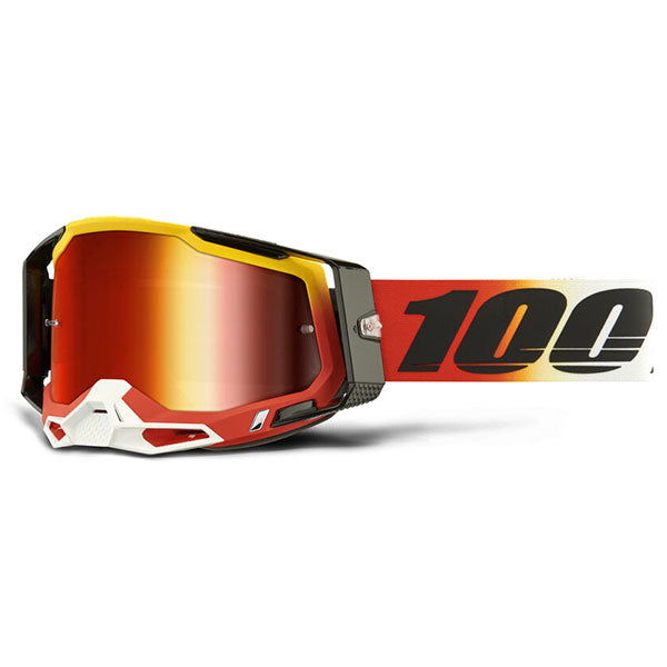 Studio image on a white background of 100%, Racecraft 2.0 Goggle (Mirror Lens), Goggles, SKU 26013317, color options Arbis, Mirror Silver Lens, Mayfair, Mirror Silver Lens, Maho, Silver Flash Lens, Concordia, Mirror Blue Lens, Airblast, Mirror Silver Lens, Blue, Mirror Blue Lens, Fremont, Mirror Blue Lens, Red, Mirror Red Lens and more