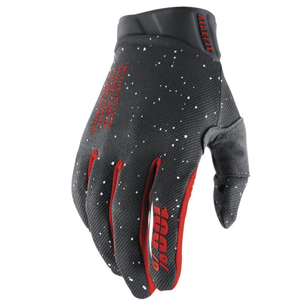 Studio photo showcasing 100%, Ridefit Gloves, Offroad Gloves, SKU 33307078, color options Korp, Korp Yellow, Mars, Black, Fluo/Orange, Stone, Navy/White, Petrol and more, sizes MD, SM, XL, LG, 2XL