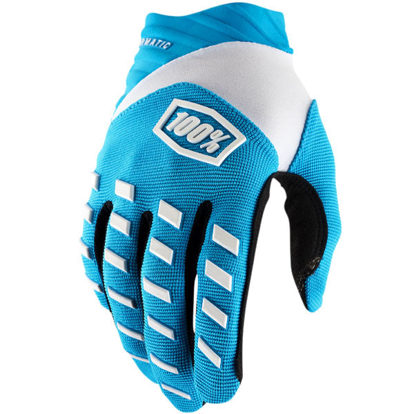 Catalog studio image of 100%, Airmatic Gloves, Offroad Gloves, SKU 33307146, color options Red/Black, Black/Charcoal, Blue, White, Navy/White, Fluo Yellow, Fluo Orange, Army Green and more, sizes XL, 2XL, SM, MD, LG