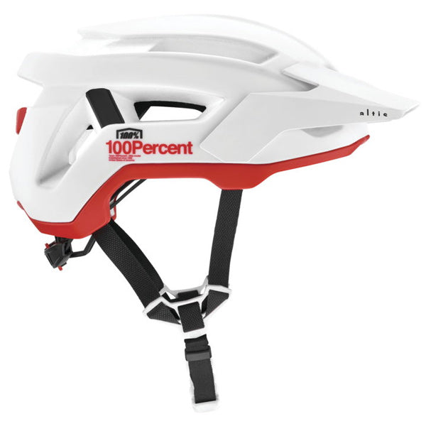 Studio image highlighting 100%, Altis Helmet (MTB), SKU 01510060, color options White, Black, Grey, Camo, Tan, sizes XS/S, S/M, L/XL, Designed for Mountain Bike, BMX and E-Bike riders