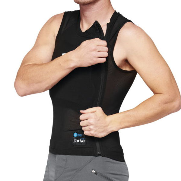 High-resolution studio image of 100%, Tarka Vest, Protection Jacket, SKU 27011085, color Black, sizes SM, MD, LG, XL, 2XL