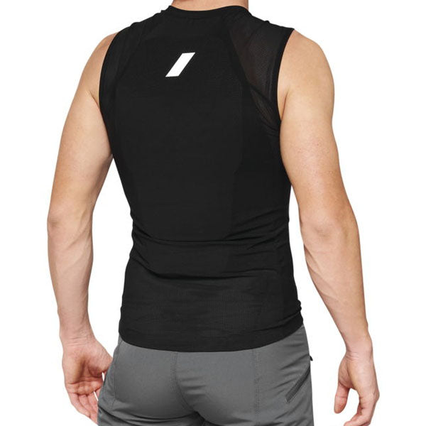 Detailed studio photograph of 100%, Tarka Vest, Protection Jacket, SKU 27011084, color Black, sizes SM, MD, LG, XL, 2XL