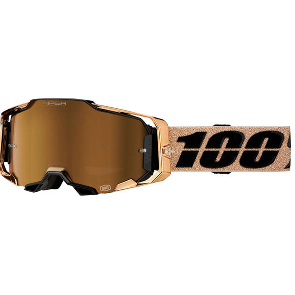 Detailed studio photograph of 100%, Armega Goggle w/ HiPER Lens, Goggles, SKU 26013241, color options Crenshaw, HiPER Mirror Purple Lens, United, HiPER Mirror Red/Blue Lens, Acosta, HiPER Mirror Silver Lens, Glory, HiPER Mirror Red Lens, X-Ray, HiPER Mirror Silver Lens, Kloug, HiPER Mirror Dark Red Lens, Blacktail, HiPER Mirror Silver Lens, Racr, HiPER Mirror Silver Lens and more