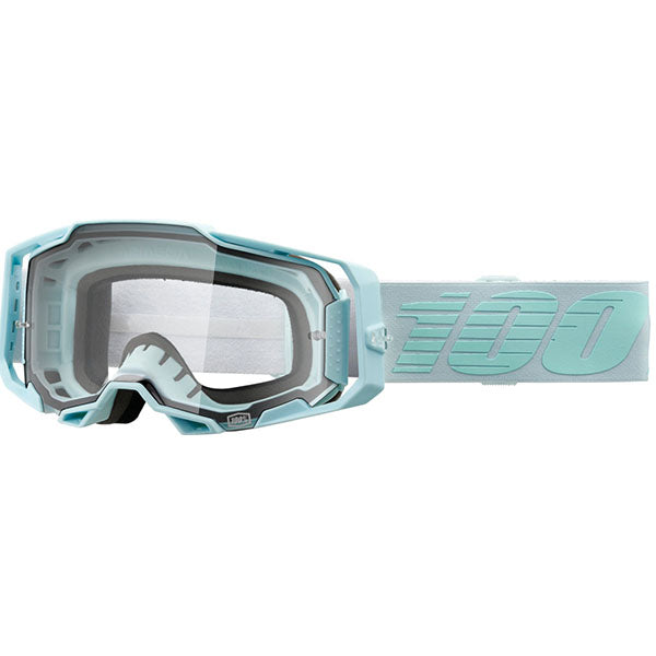 Detailed studio photograph of 100%, Armega Goggle w/ Clear Lens, Goggles, SKU 26013246, color options Viggo, Furious, Klein, Albar, Esterel, Fargo, Blue, Livingaad and more