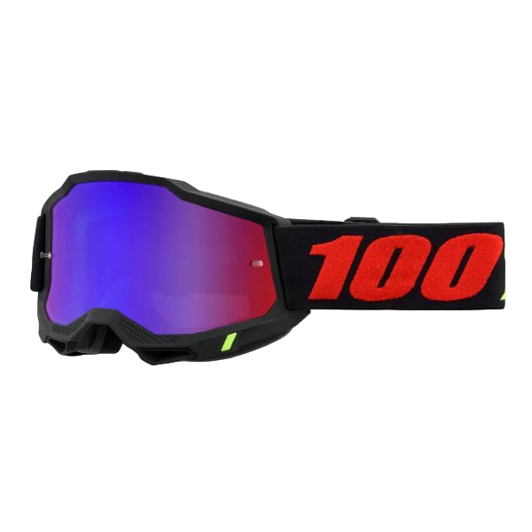 Detailed studio photograph of 100%, Accuri 2.0 Goggle (Mirror Lens), Goggles, SKU 26013279, color options Fairbanks, Mirror True Gold Lens, Samba, Mirror Silver Lens, 2028, Mirror Blue Lens, Yumiko, Mirror Silver Lens, Torken, Mirror Red Lens, Risland, Mirror True Gold Lens, Razza, Mirror Silver Lens, Neon Yellow, Mirror Silver Lens and more
