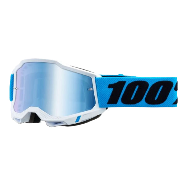 Studio photo of 100%, Accuri 2.0 Goggle (Mirror Lens), Goggles, SKU 26013280, color options Fairbanks, Mirror True Gold Lens, Samba, Mirror Silver Lens, 2028, Mirror Blue Lens, Yumiko, Mirror Silver Lens, Torken, Mirror Red Lens, Risland, Mirror True Gold Lens, Razza, Mirror Silver Lens, Neon Yellow, Mirror Silver Lens and more