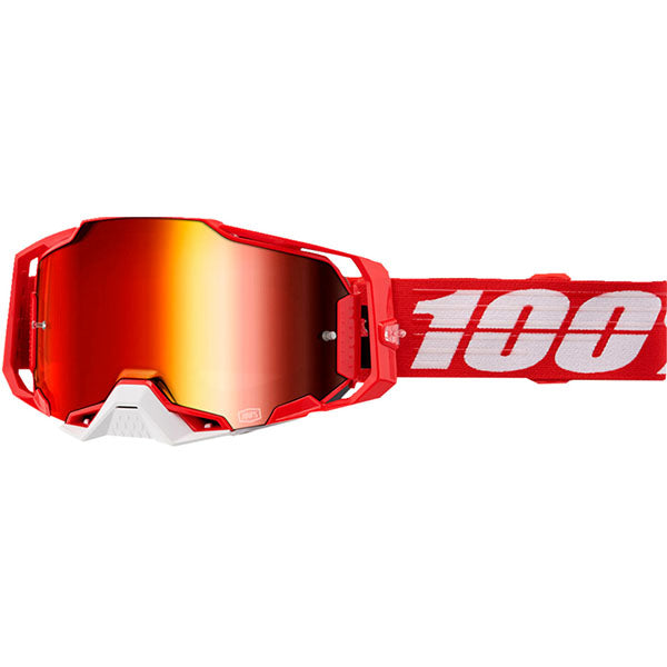 Studio photo of 100%, Armega Goggle (Mirror Lens), Goggles, SKU 5622204100, color options Furious, Mirror Silver Lens, Klein, Mirror True Gold Lens, Viggo, Mirror Flash Silver Lens, C-Bad, Mirror Red Lens, Red, Mirror Red Lens, Corbin, Mirror Red/Blue Lens, Oversized Deep Red, Mirror Flash Silver Lens, CW2, Mirror Red Lens and more