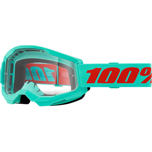 Studio image on a white background of 100%, Strata 2.0 Goggle (Clear Lens), Goggles, SKU 5651100200, color options Black, Navy, War Camo, Pink, White, Red/Red, Neon Orange, Solar Eclipse and more