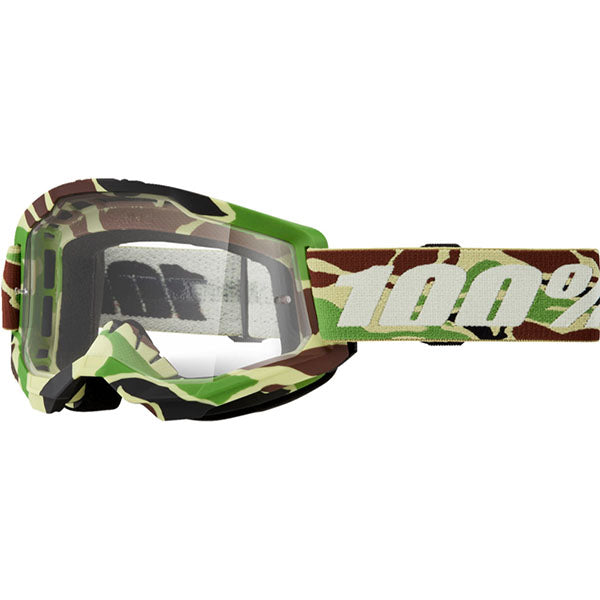 Product photo of 100%, Strata 2.0 Goggle (Clear Lens), Goggles, SKU 610-5231, color options Black, Navy, War Camo, Pink, White, Red/Red, Neon Orange, Solar Eclipse and more