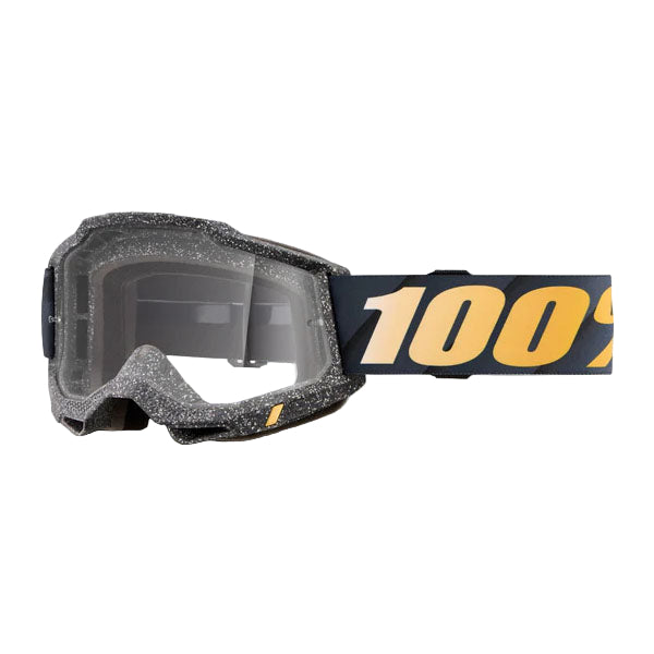 High-resolution studio image of 100%, Accuri 2.0 Goggle (Clear Lens), Goggles, SKU 5641208600, color options 2028, Fairbanks, Samba, Torken, Yumiko, Ferran, Matigofun, Schrute and more