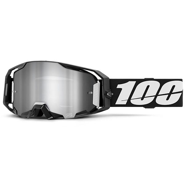 High-resolution studio image of 100%, Armatic Goggle (Mirror Lens), Goggles, SKU 5662100500, color options Turo, Mirror Silver Lens, Toyoko, Mirror Purple Lens, Caldwell, Mirror Red Lens, Black, Mirror Flash Silver Lens, Polarity, Mirror Silver Lens, Blue, Mirror Blue Lens, Best, Mirror Blue Lens, Neon Orange, Mirror Flash Silver Lens and more