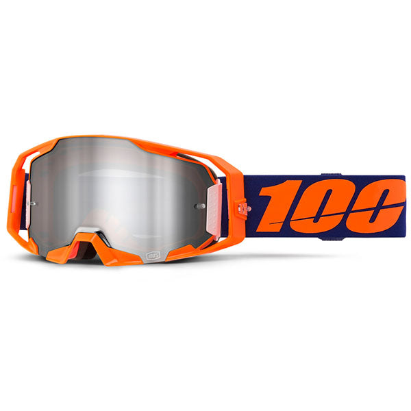 Detailed studio photograph of 100%, Armatic Goggle (Mirror Lens), Goggles, SKU 5662101600, color options Turo, Mirror Silver Lens, Toyoko, Mirror Purple Lens, Caldwell, Mirror Red Lens, Black, Mirror Flash Silver Lens, Polarity, Mirror Silver Lens, Blue, Mirror Blue Lens, Best, Mirror Blue Lens, Neon Orange, Mirror Flash Silver Lens and more