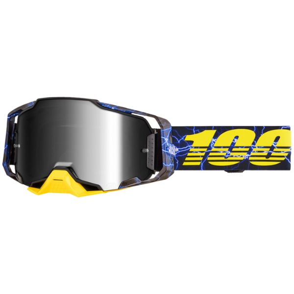 Studio photo of 100%, Armega Goggle (Mirror Lens), Goggles, SKU 610-5355, color options Furious, Mirror Silver Lens, Klein, Mirror True Gold Lens, Viggo, Mirror Flash Silver Lens, C-Bad, Mirror Red Lens, Red, Mirror Red Lens, Corbin, Mirror Red/Blue Lens, Oversized Deep Red, Mirror Flash Silver Lens, CW2, Mirror Red Lens and more