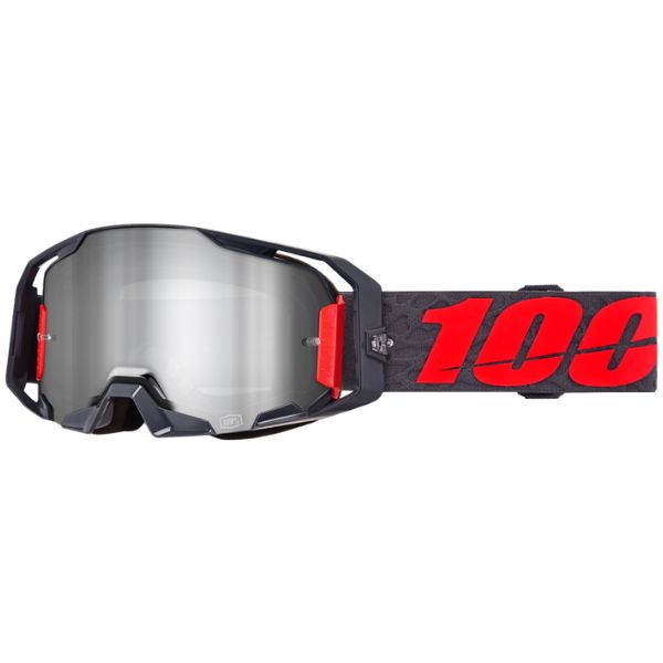 Studio product photo on a neutral background of 100%, Armatic Goggle (Mirror Lens), Goggles, SKU 610-5373, color options Turo, Mirror Silver Lens, Toyoko, Mirror Purple Lens, Caldwell, Mirror Red Lens, Black, Mirror Flash Silver Lens, Polarity, Mirror Silver Lens, Blue, Mirror Blue Lens, Best, Mirror Blue Lens, Neon Orange, Mirror Flash Silver Lens and more