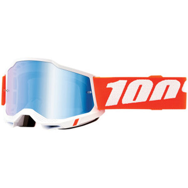 Catalog studio image of 100%, Accuri 2.0 Goggle (Mirror Lens), Goggles, SKU 26013026, color options Fairbanks, Mirror True Gold Lens, Samba, Mirror Silver Lens, 2028, Mirror Blue Lens, Yumiko, Mirror Silver Lens, Torken, Mirror Red Lens, Risland, Mirror True Gold Lens, Razza, Mirror Silver Lens, Neon Yellow, Mirror Silver Lens and more