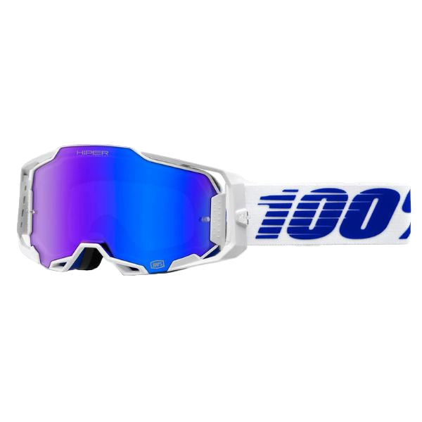 Studio photo of 100%, Armega Goggle w/ HiPER Lens, Goggles, SKU 26013189, color options Crenshaw, HiPER Mirror Purple Lens, United, HiPER Mirror Red/Blue Lens, Acosta, HiPER Mirror Silver Lens, Glory, HiPER Mirror Red Lens, X-Ray, HiPER Mirror Silver Lens, Kloug, HiPER Mirror Dark Red Lens, Blacktail, HiPER Mirror Silver Lens, Racr, HiPER Mirror Silver Lens and more