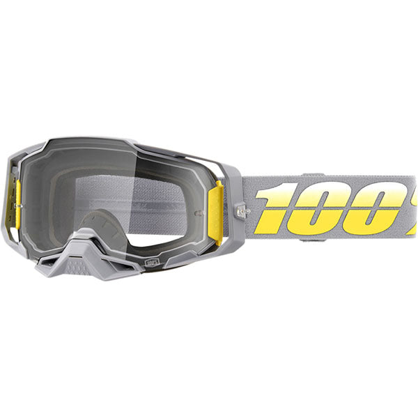 Catalog studio image of 100%, Armega Goggle w/ Clear Lens, Goggles, SKU 26013122, color options Viggo, Furious, Klein, Albar, Esterel, Fargo, Blue, Livingaad and more